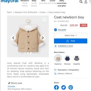 Mayoral newborn coat new with tags